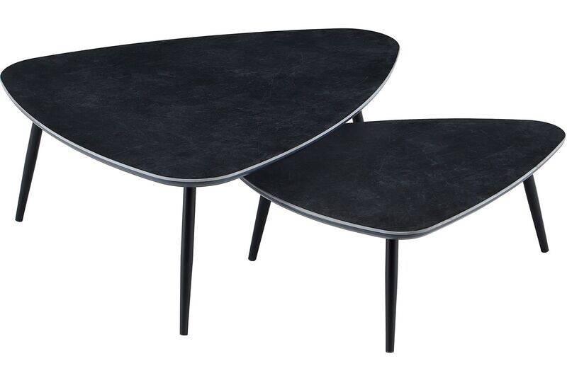 Set de mesas nido Vulcano ceramic negro/negro