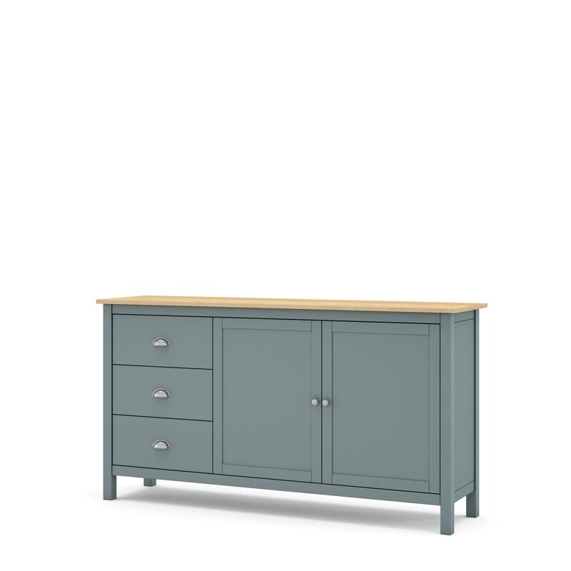 Aparador MISTI 2 puertas 3 cajones verde kaki/roble estilo nórdico