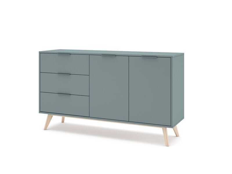 Aparador PISCO 2 puertas 3 cajones verde kaki/cera estilo nórdico