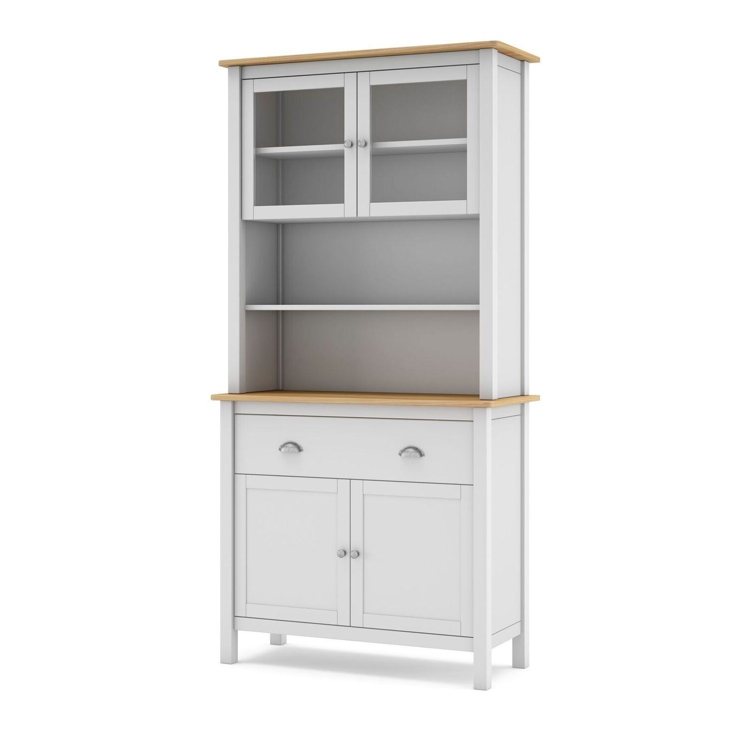 Buffet MISTI 2 puertas de cristal 2 puertas 2 cajones blanco/roble