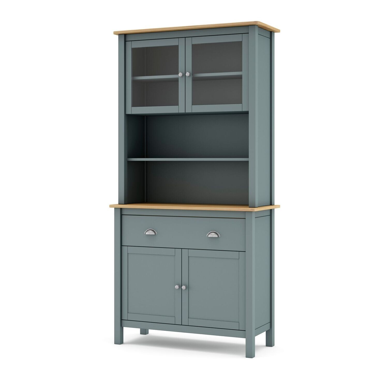 Buffet MISTI 2 puertas cristal 2 puertas 2 cajones verde kaki/roble