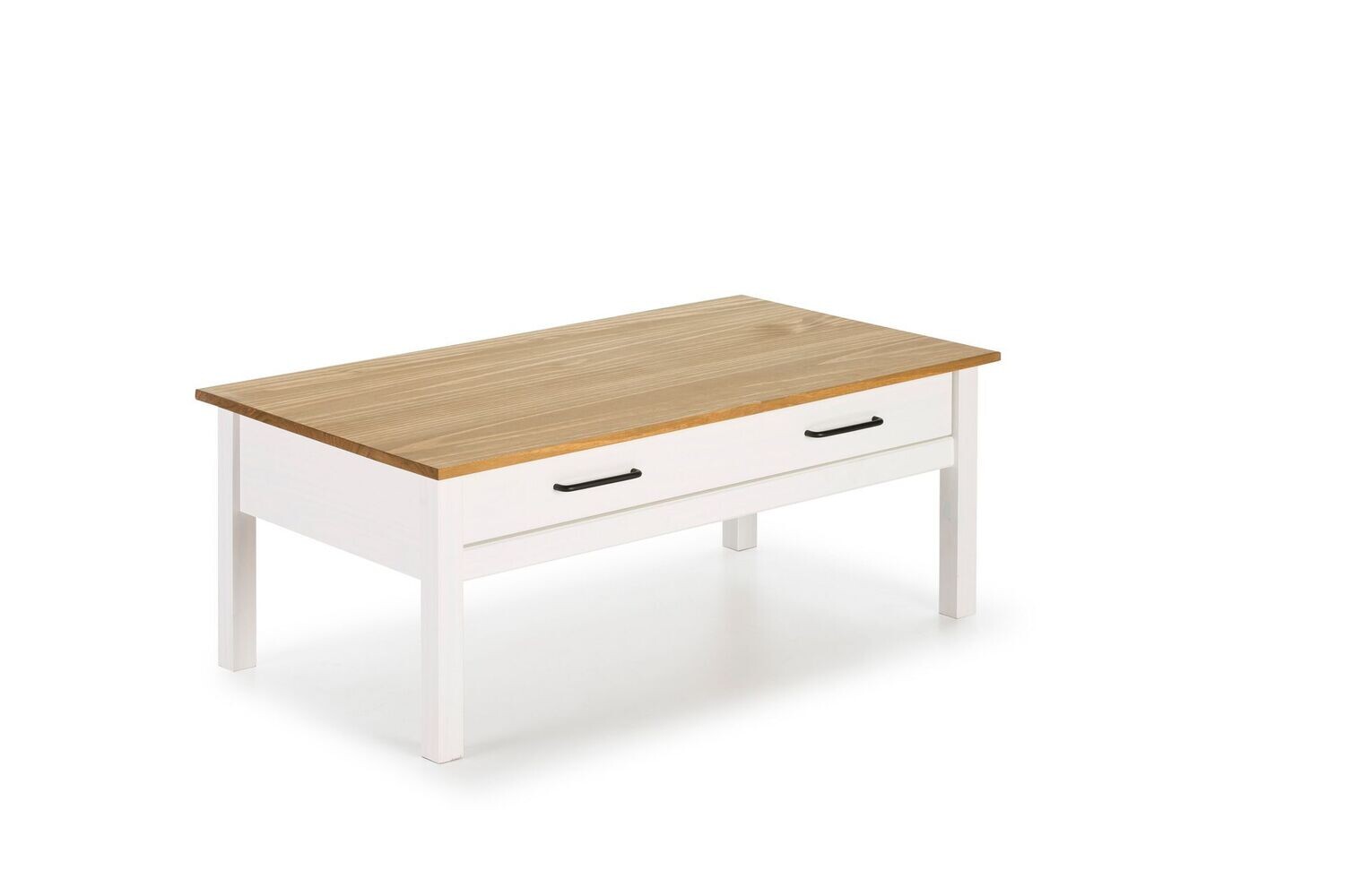 Mesa centro Miranda con 1 cajón blanco/cera estilo industrial