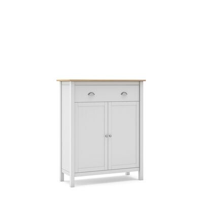 Mueble auxiliar MISTI 2 puertas 1 cajón blanco/roble estilo nórdico