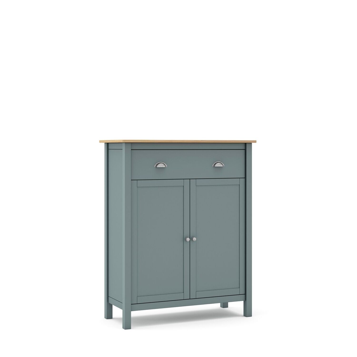 Mueble auxiliar MISTI 2 puertas 1 cajón verde kaki/roble estilo nórdico