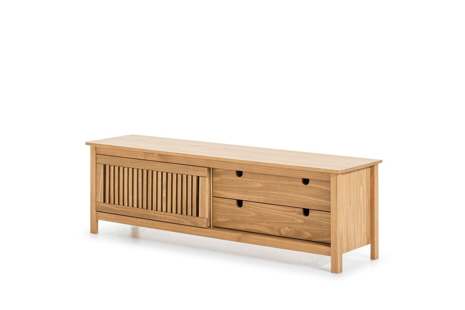 Mueble tv BRUNA 1 puerta corredera y 2 cajones cera estilo nórdico