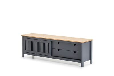 Mueble tv BRUNA 1 puerta corredera 2 cajones gris antracita/cera estilo moderno Mueble tv BRUNA 1 puerta corredera 2 cajones gris antracita/cera estilo moderno