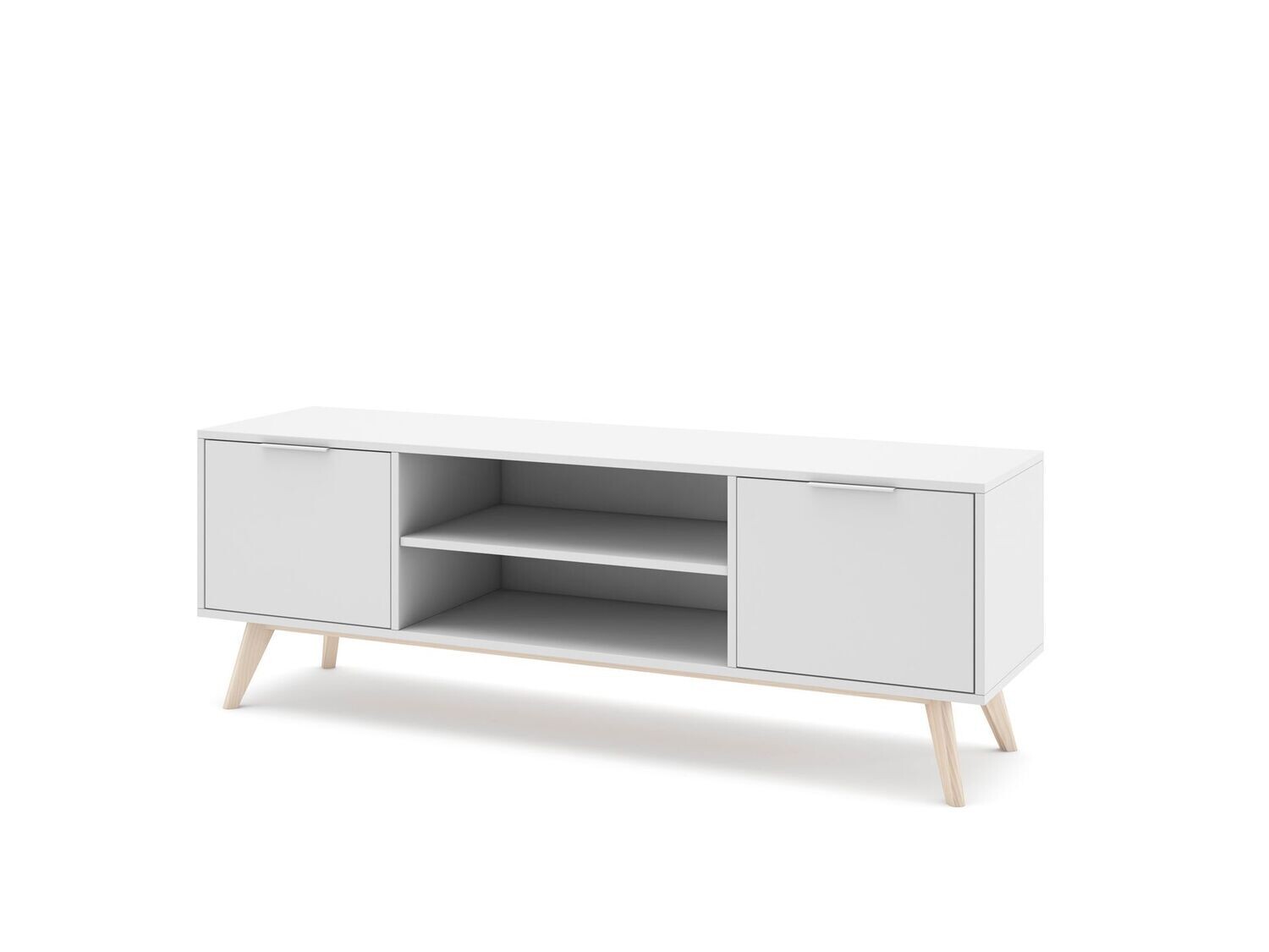 Mueble tV CAMPUS 2 puertas 2 huecos en blanco/cera estilo nórdico