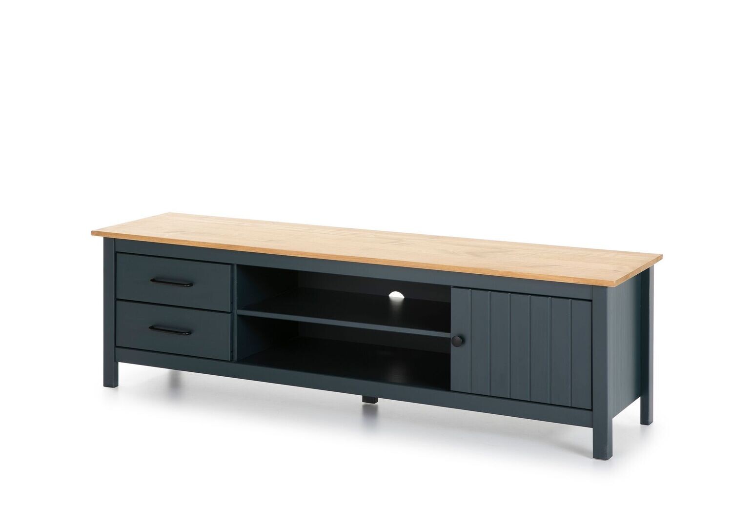 Mueble tv Miranda 1 puerta 2 huecos 2 cajones azul/cera estilo nórdico