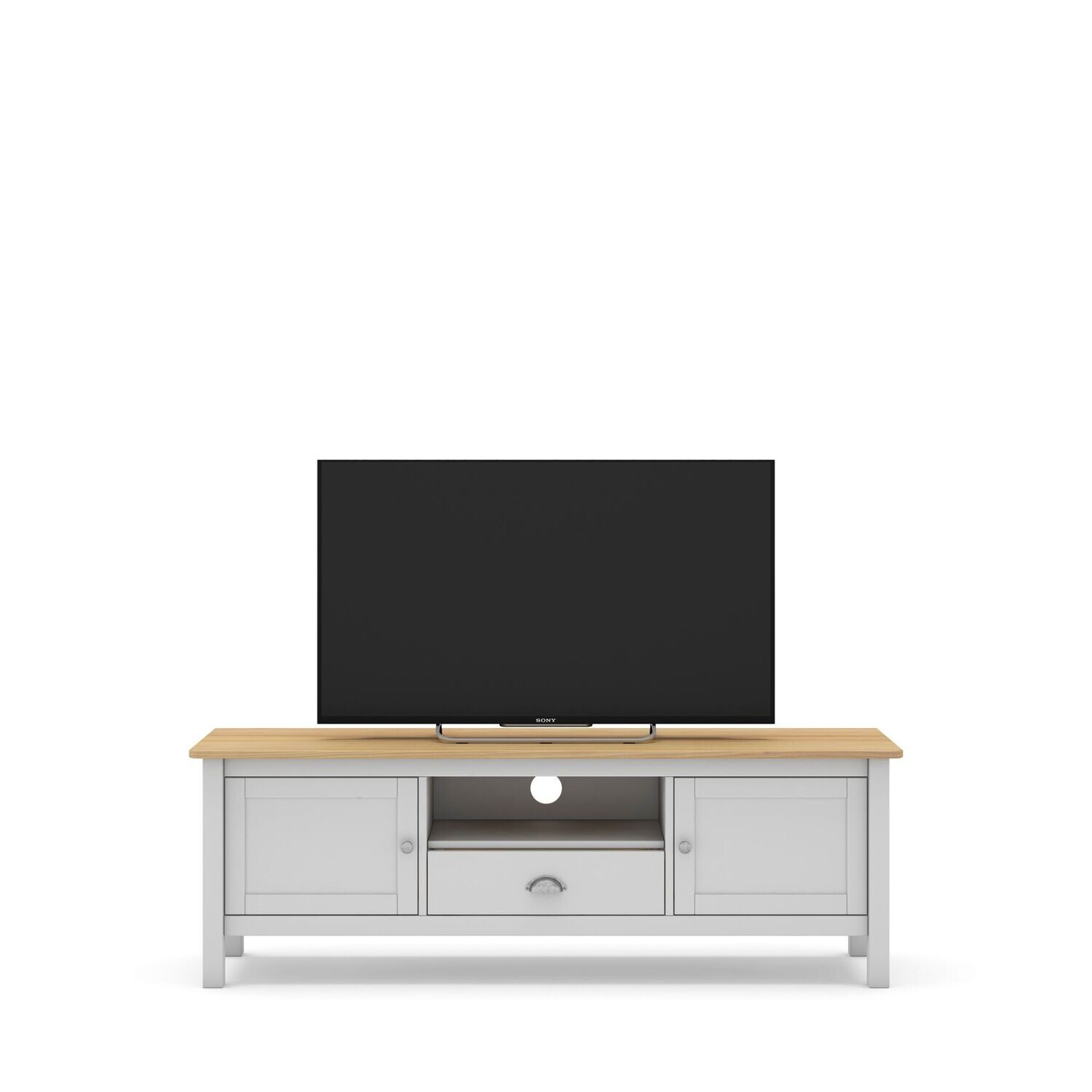 Mueble tv MISTI 2 puertas 1 cajón 1 hueco blanco/roble estilo nórdico