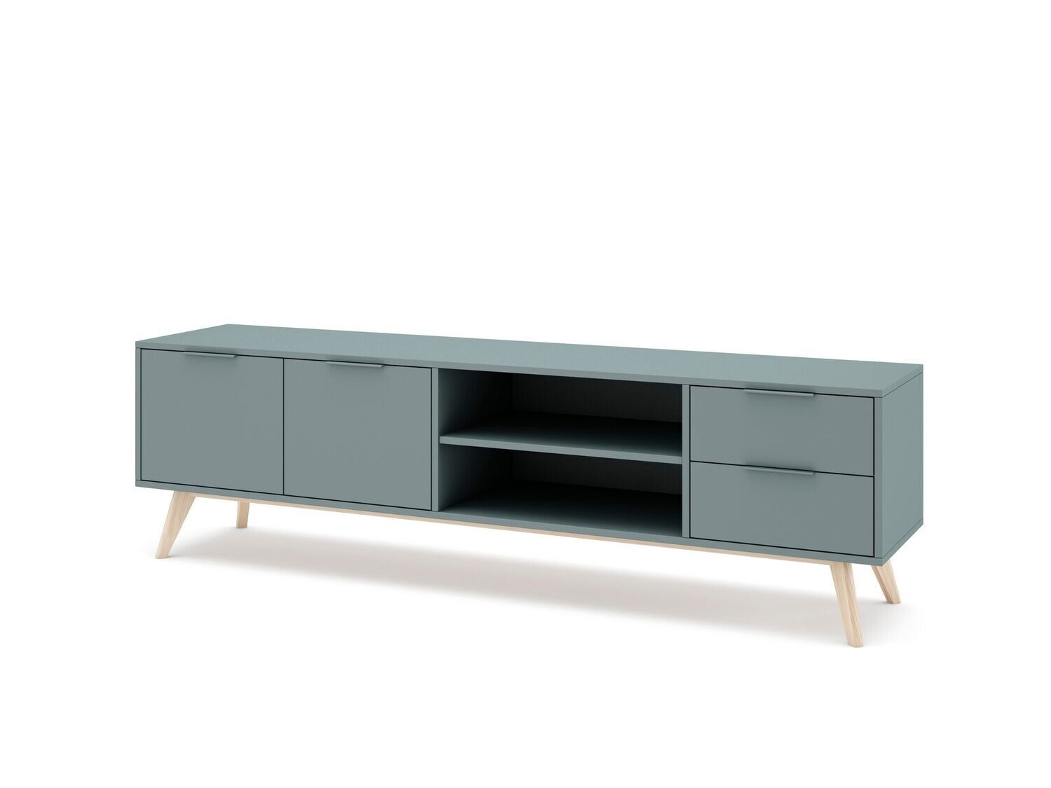 Mueble tv PISCO 2 puertas 2 huecos verde kaki estilo nórdico