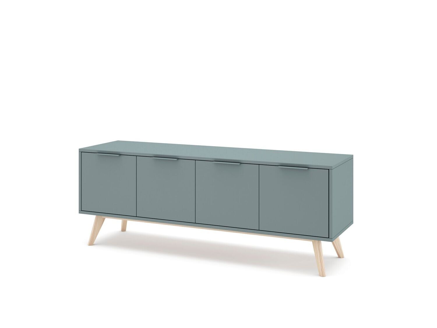 Mueble TV PISCO de 4 Puertas en Verde Kaki y Cera Blanca – Estilo Nórdico
