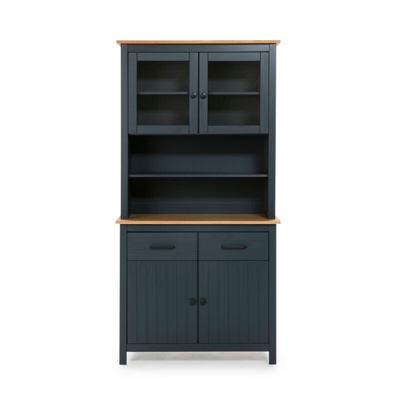Vitrina Miranda 2 puertas cristal 2 cajones azul/cera estilo nórdico