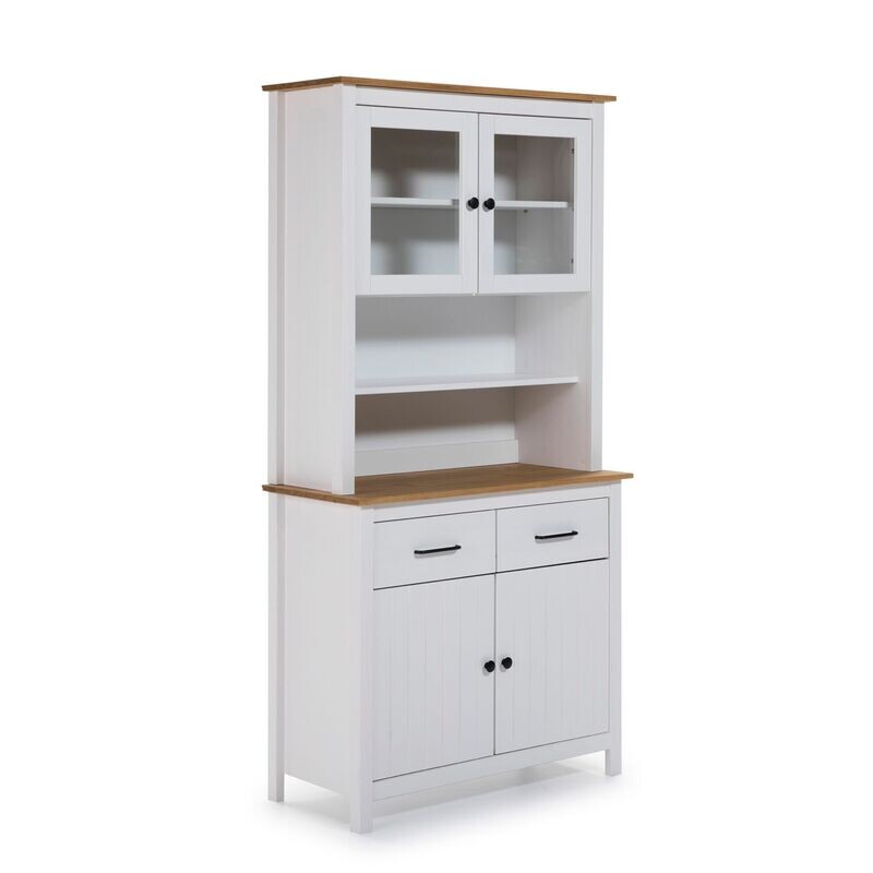 Vitrina Miranda 2 puertas cristal 2 cajones blanco/cera estilo nórdico