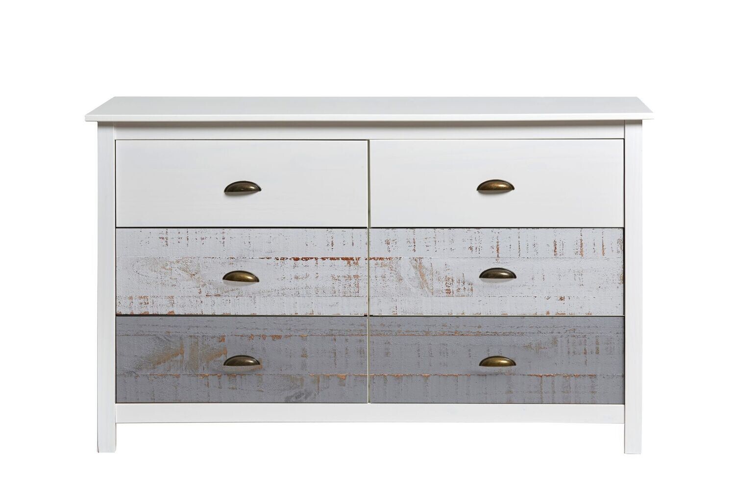 Cómoda Romántica 6 Cajones Multicolor, madera de pino