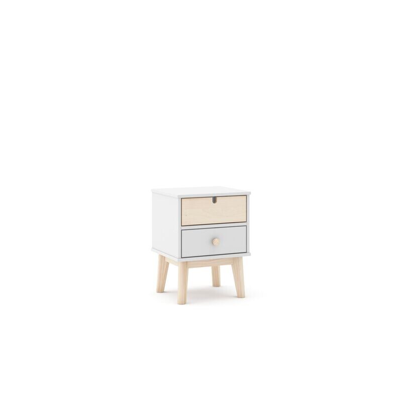 Mesita Estefanía 2 cajones blanco/cera blanca estilo nórdico