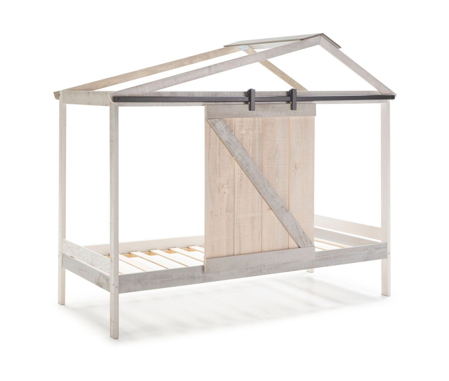 Cama cabaña LARA 90x190 blanco rústico/gris claro rustico