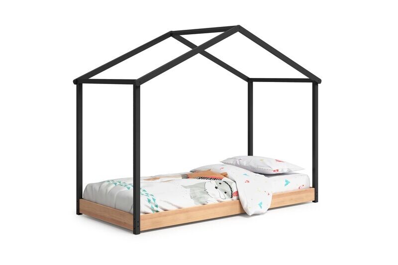 Cama cabaña montessori ARTHUR 90 x 200 Antracita/Roble