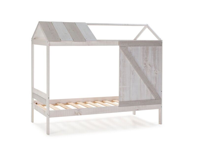 Cama cabaña NANUC 90 x 190 cm blanco/gris claro/gris oscuro
