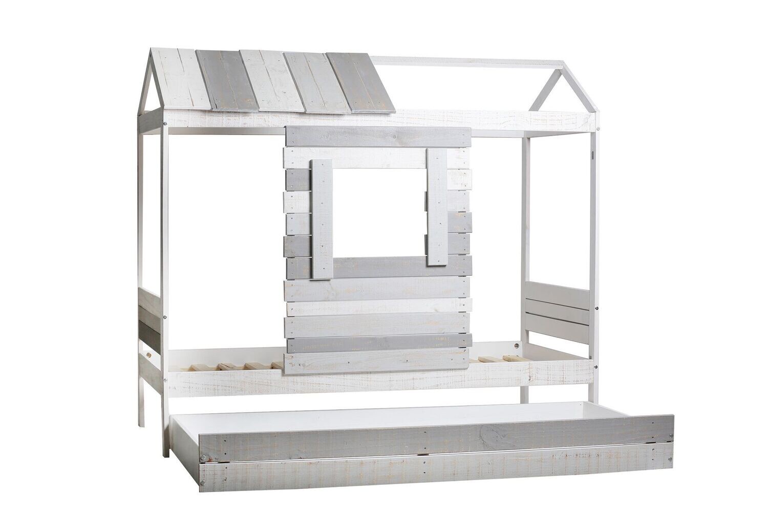 Cama cabaña SIA 90x200 blanco/gris claro/gris oscuro