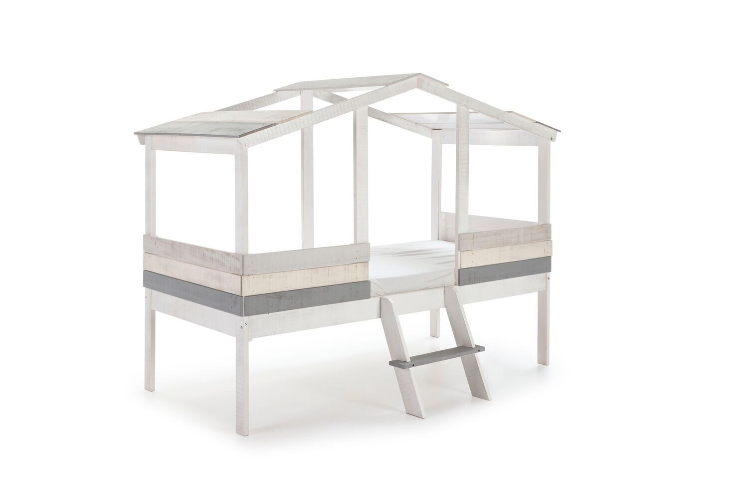 Cama cabaña Ulises 90 blanco rústico/gris claro/gris