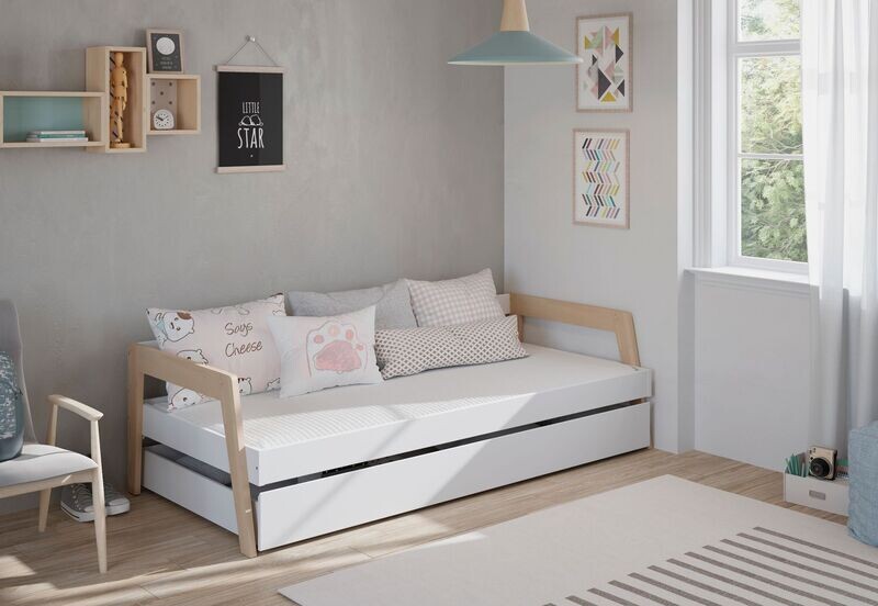 Cama nido CARRIE 90 x 190/90 x 200 blanco/cera