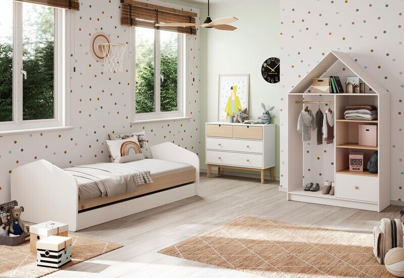 Cama nido Estefanía 90 x 190 blanco/cera estilo moderno