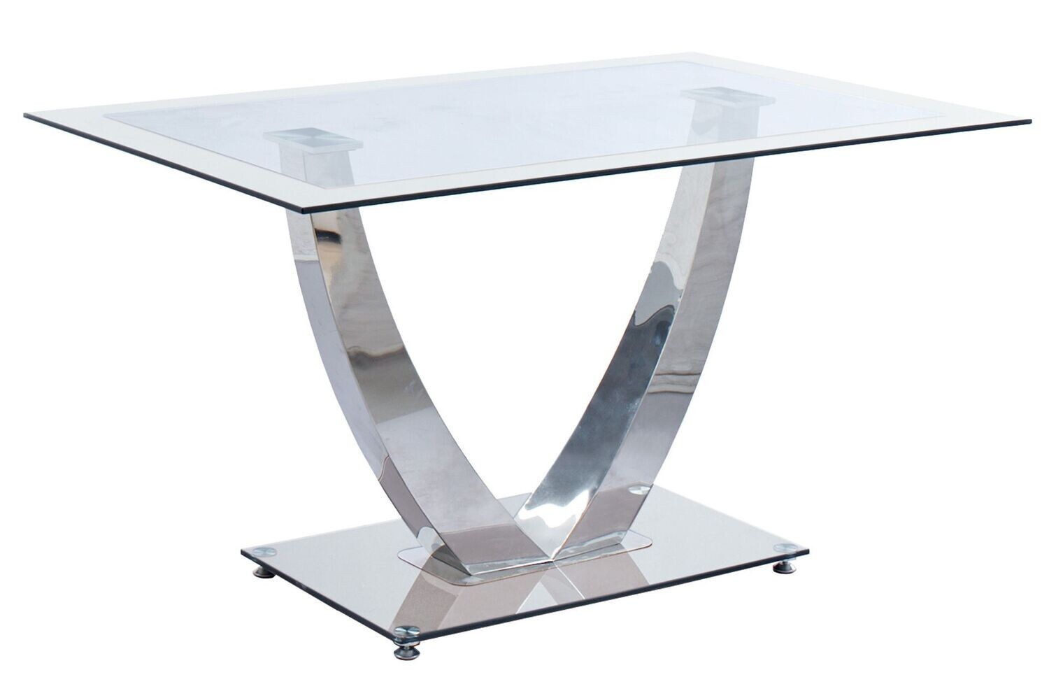 Mesa comedor DUBAI cristal y cromo estilo moderno