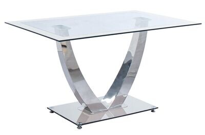Mesa comedor DUBAI cristal y cromo estilo moderno