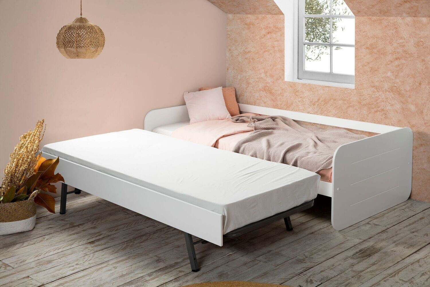 Cama nido Redona con arrastre 90 x 190 blanco