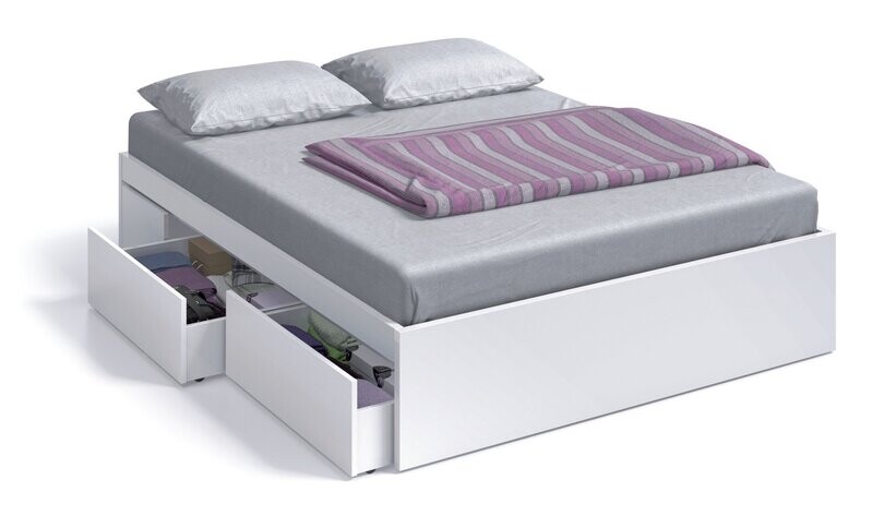 Cama con 4 cajones BED para cama de 150 cm blanco artik