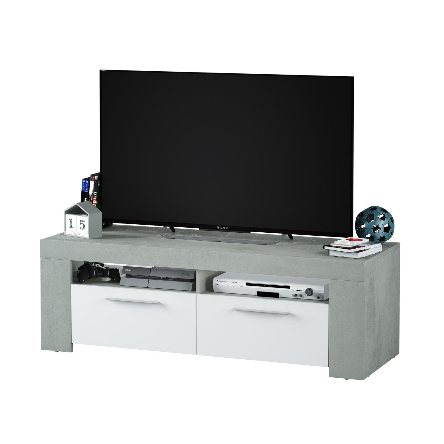 Mueble tv 2 puertas urban blanco artik/cemento