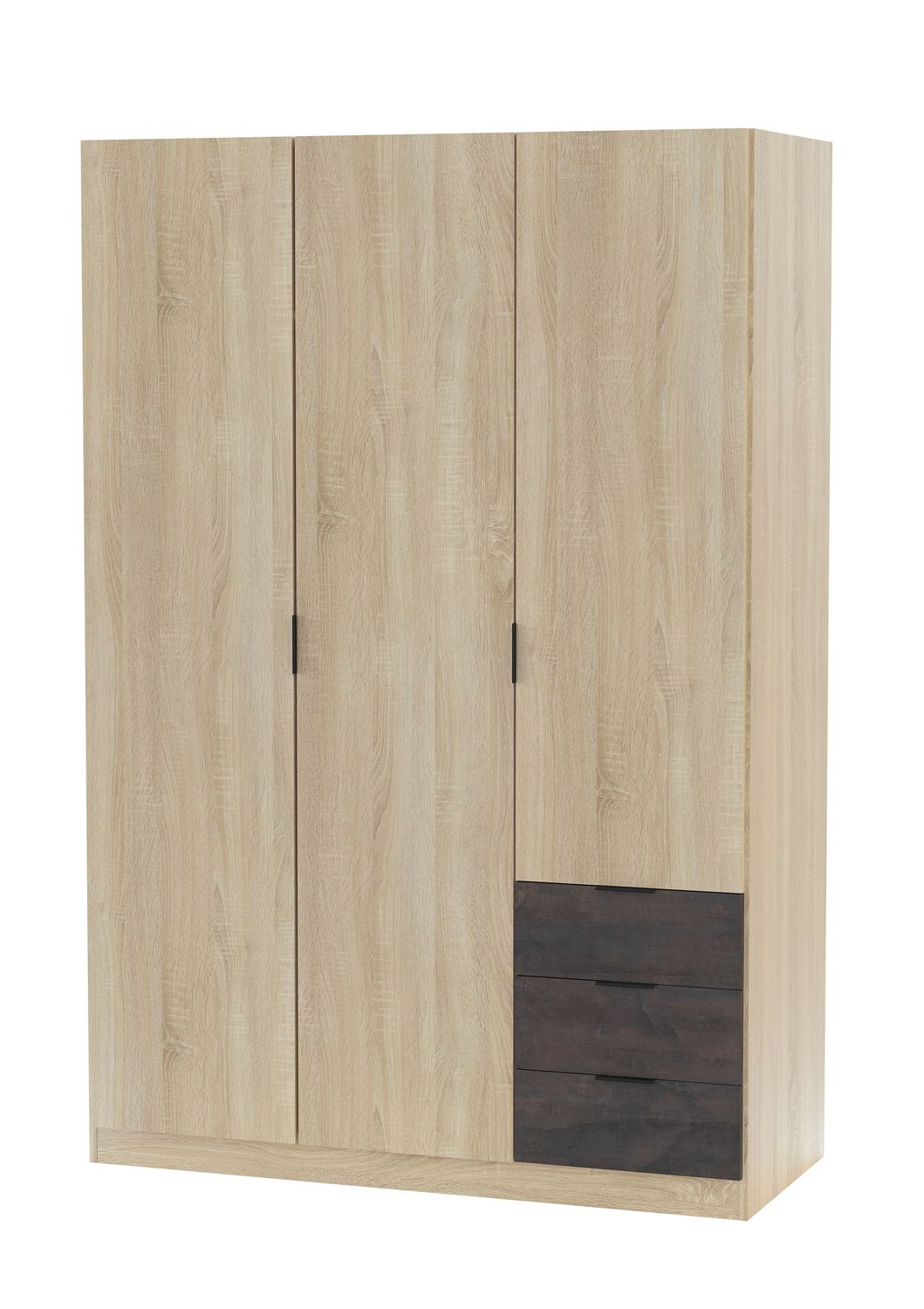 Armario LC 3 puertas 3 cajones roble canadian/oxido LC