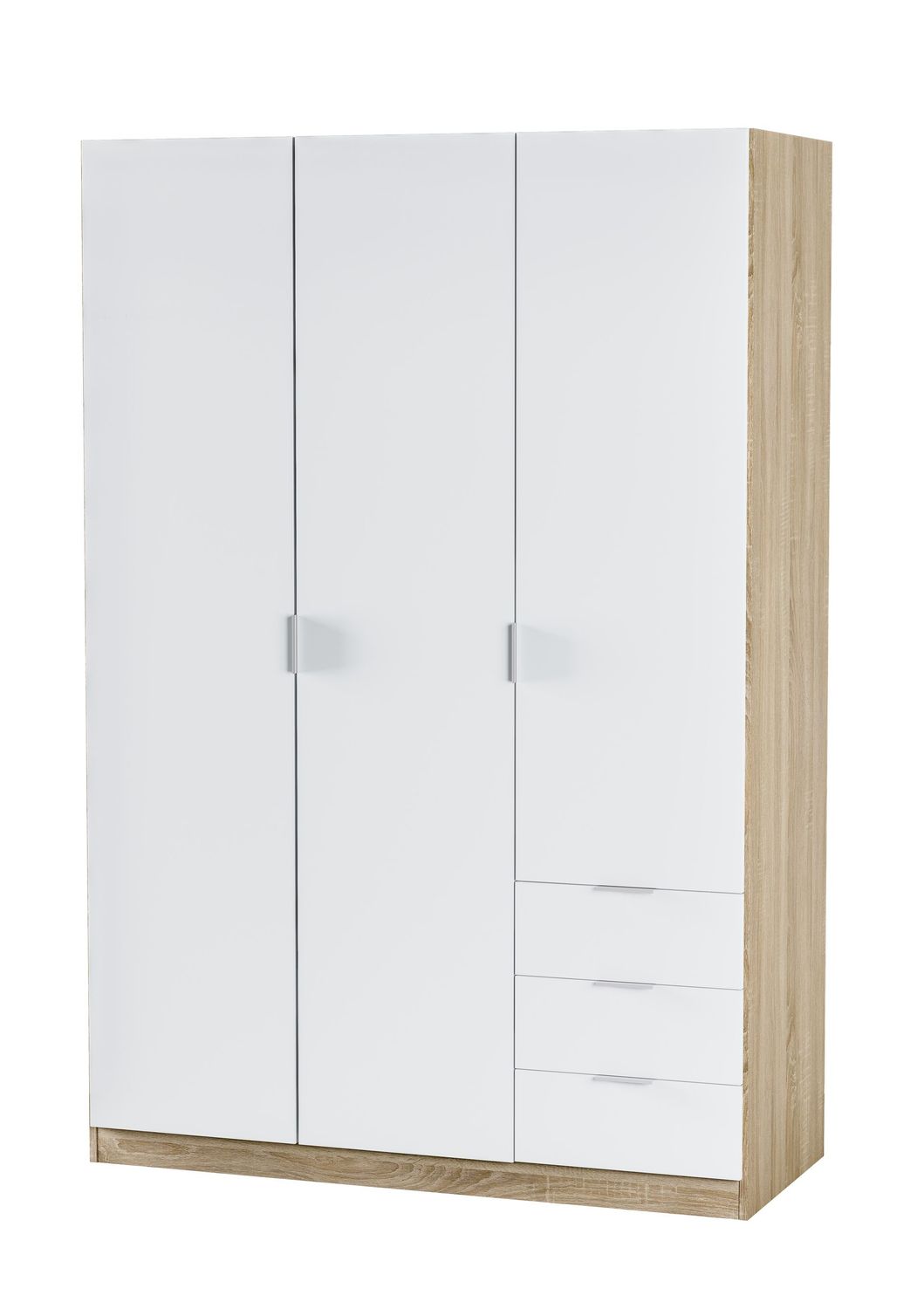 Armario LC 3 puertas 3 cajones roble canadian/blanco artik
