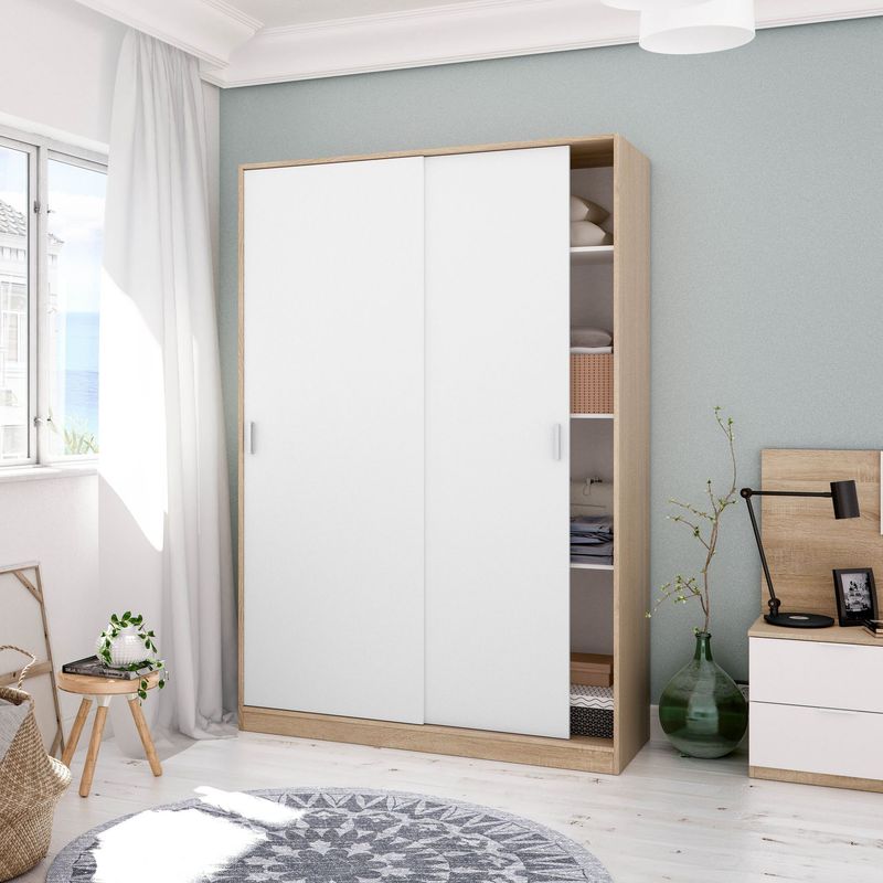 Armario Noon Plus 2 puertas correderas roble canadian/blanco artik