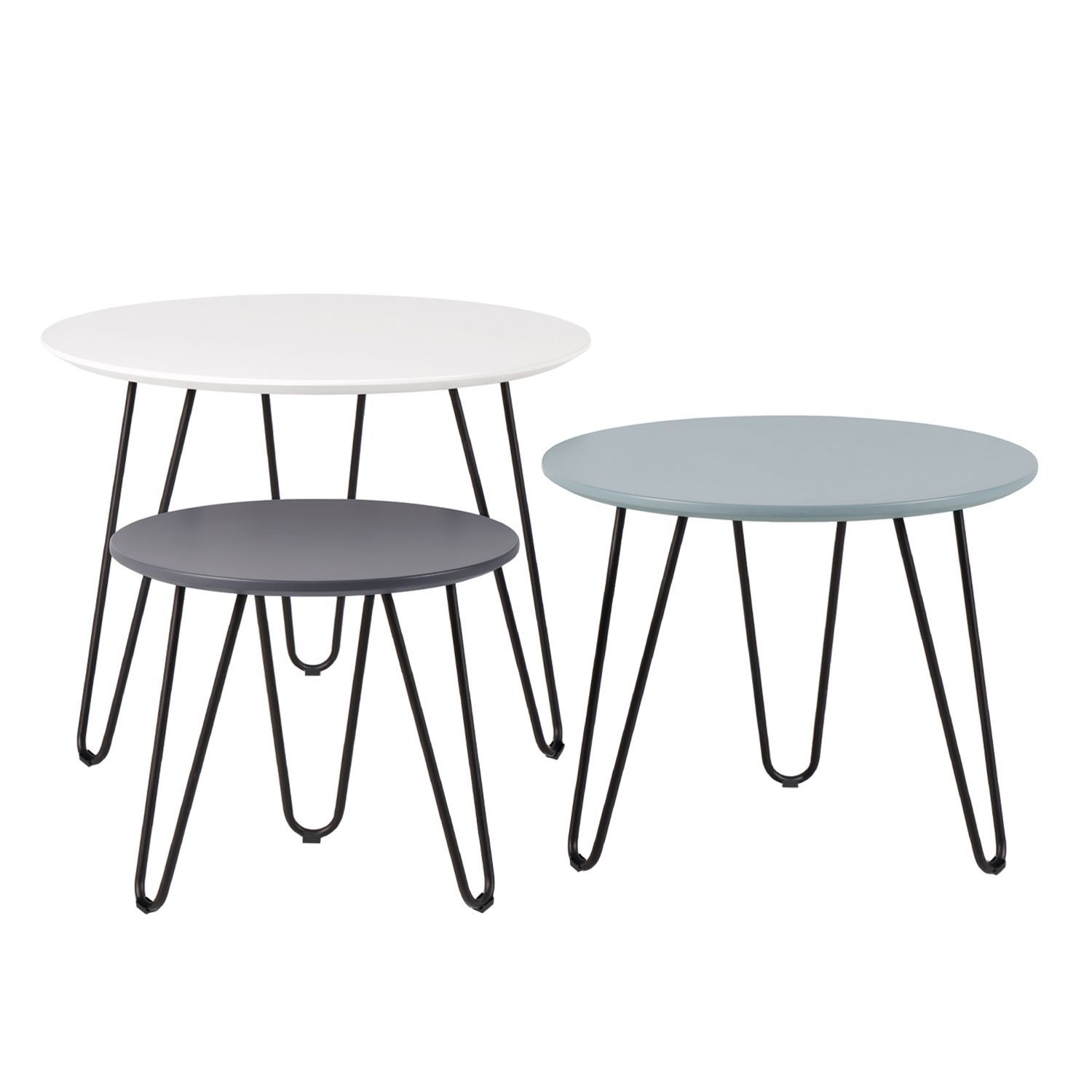 Set de mesas FABIO estilo nórdico blanco/azul/gris oscuro