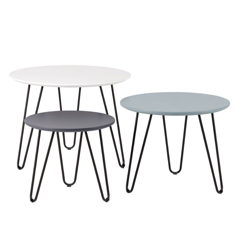 Set de mesas FABIO estilo nórdico blanco/azul/gris oscuro