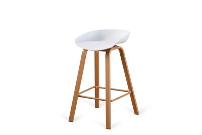 Taburete alto GOYA polipropileno y patas metalicas efecto madera