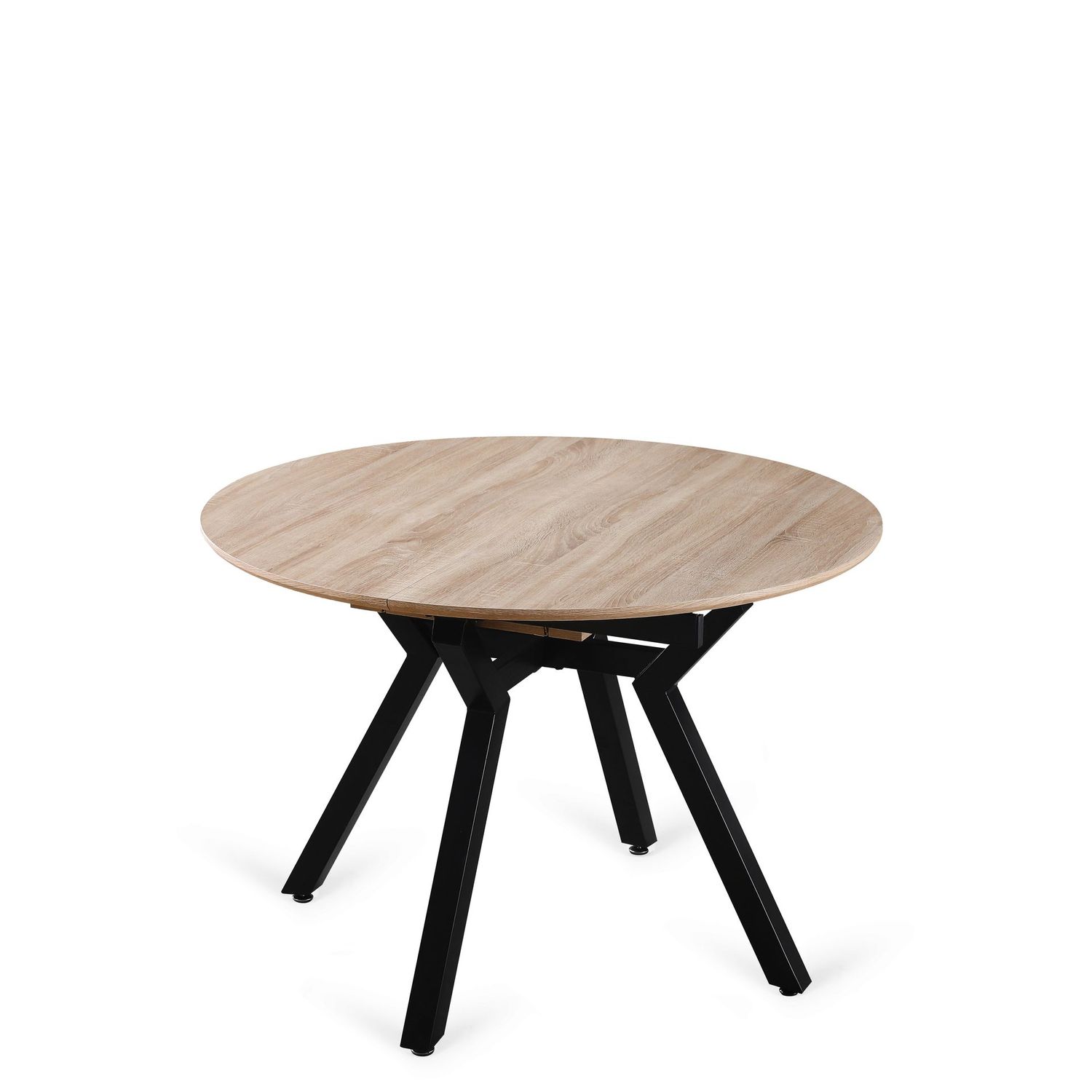 Mesa de comedor redonda extensible  COLISEO 110 cm melamina y metal