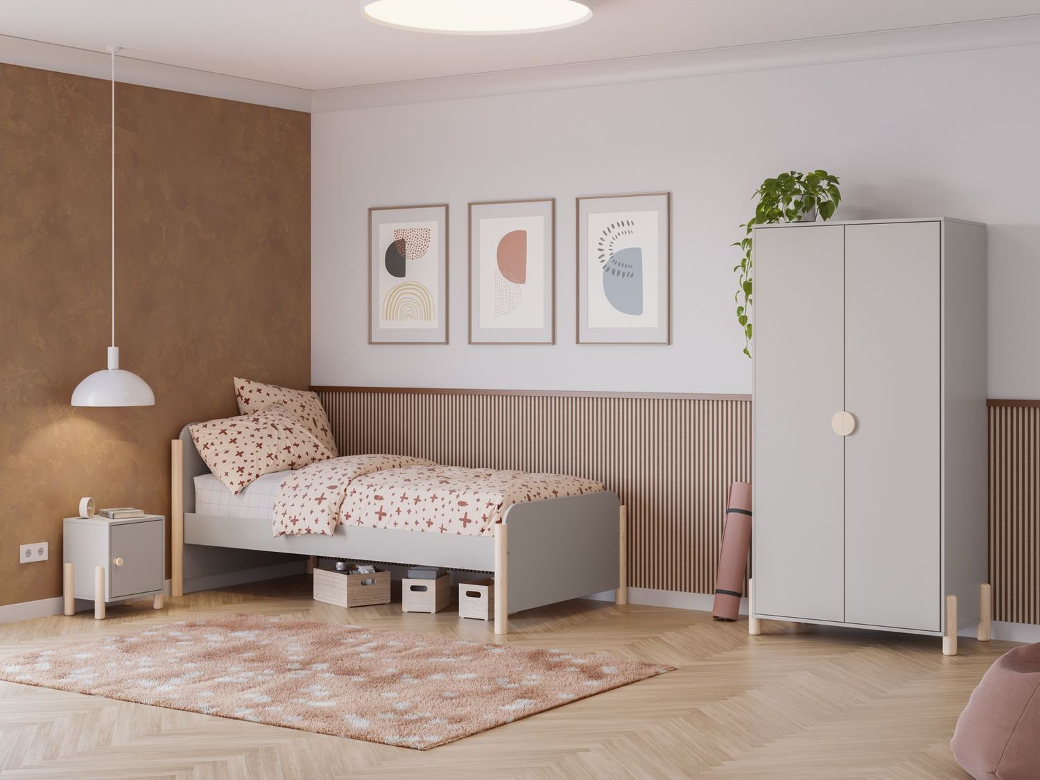 Cama nido juvenil Enola 90 x 190 crema/cera con somier