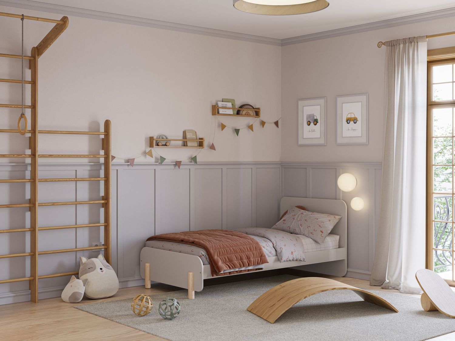 Cama Nora juvenil 90 x 190 crema/cera