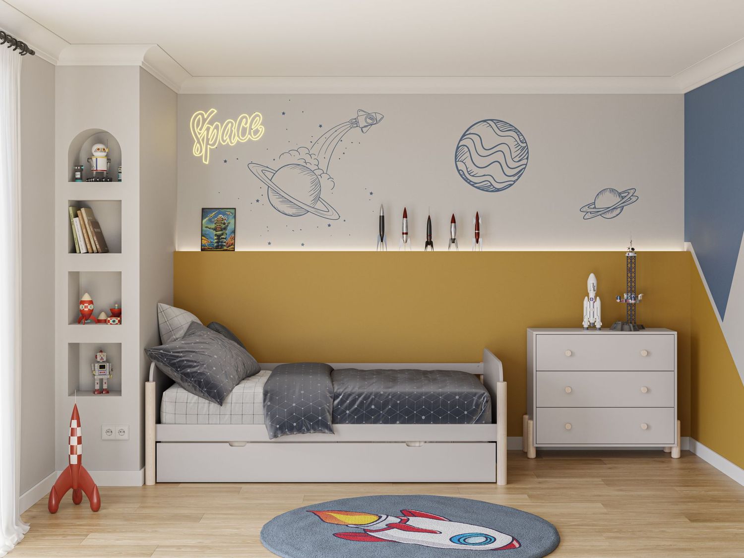 Cama nido ENOLA 90 x 190 crema/cera blanca con somier