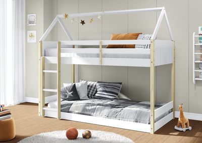 Litera-Casita SILA – Diseño Montessori en Blanco y Cera Blanca
