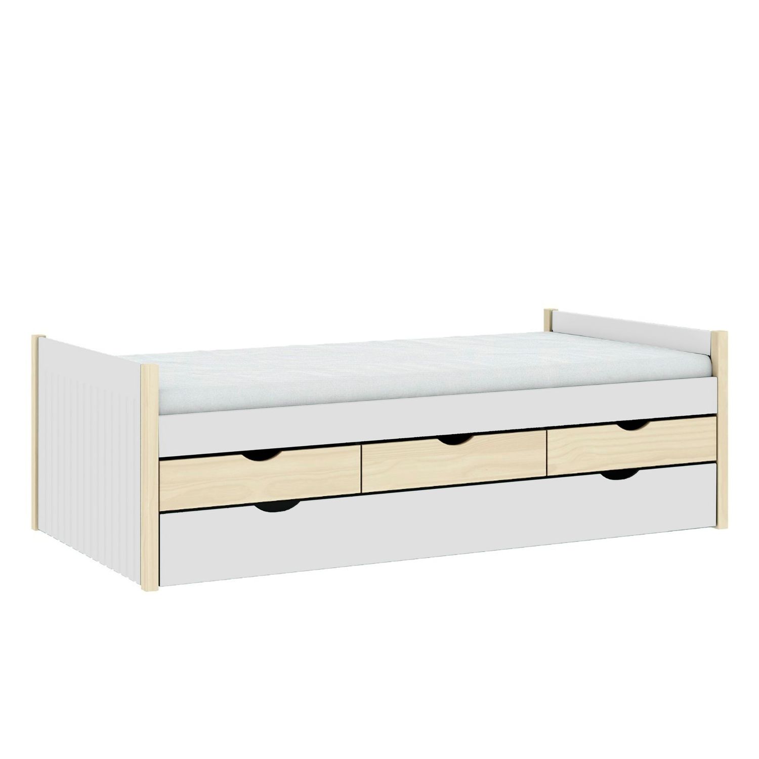 Cama Nido VALKA 90x190 blanco/cera 3 cajones somier incluido
