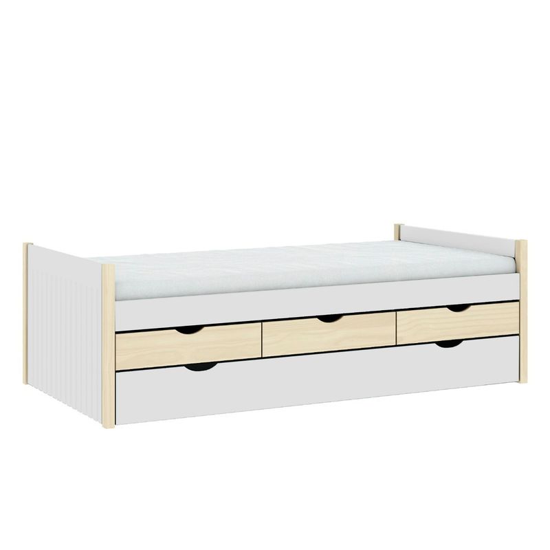 Cama Nido VALKA 90x190 blanco/cera 3 cajones somier incluido
