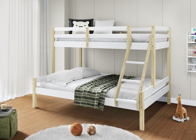 Litera LIVIA 90/140 x 190 – Blanco y Cera Blanca con Somier Incluido