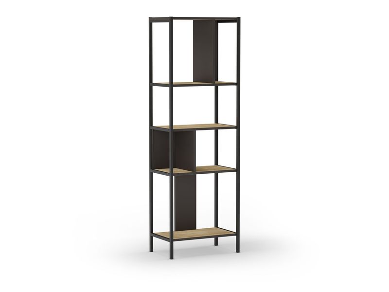 Estantería ALABAMA 58 cm – Roble y Negro Silky con Patas Metálicas