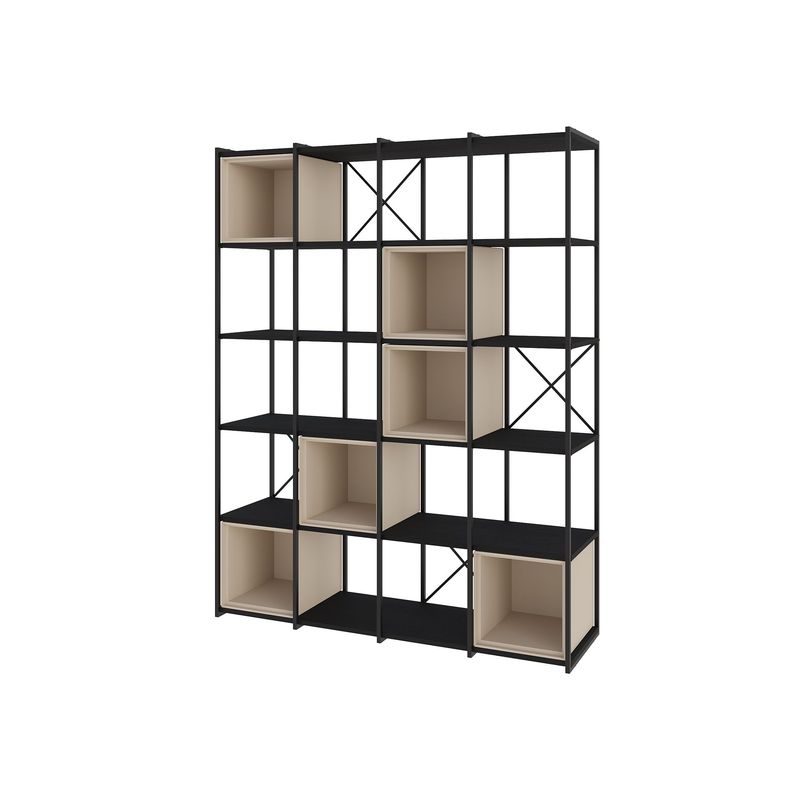 ESTANTERIA ANYA 140 CM NEGRO CUBO CREMA ESTILO INDUSTRIAL