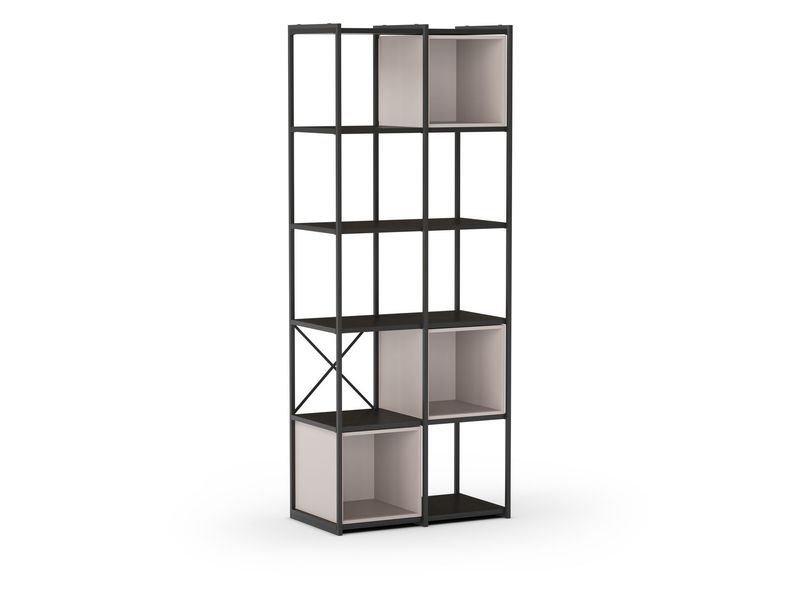 Estantería ANYA – 70 cm, Metal Negro con Módulo Crema, Diseño Industrial