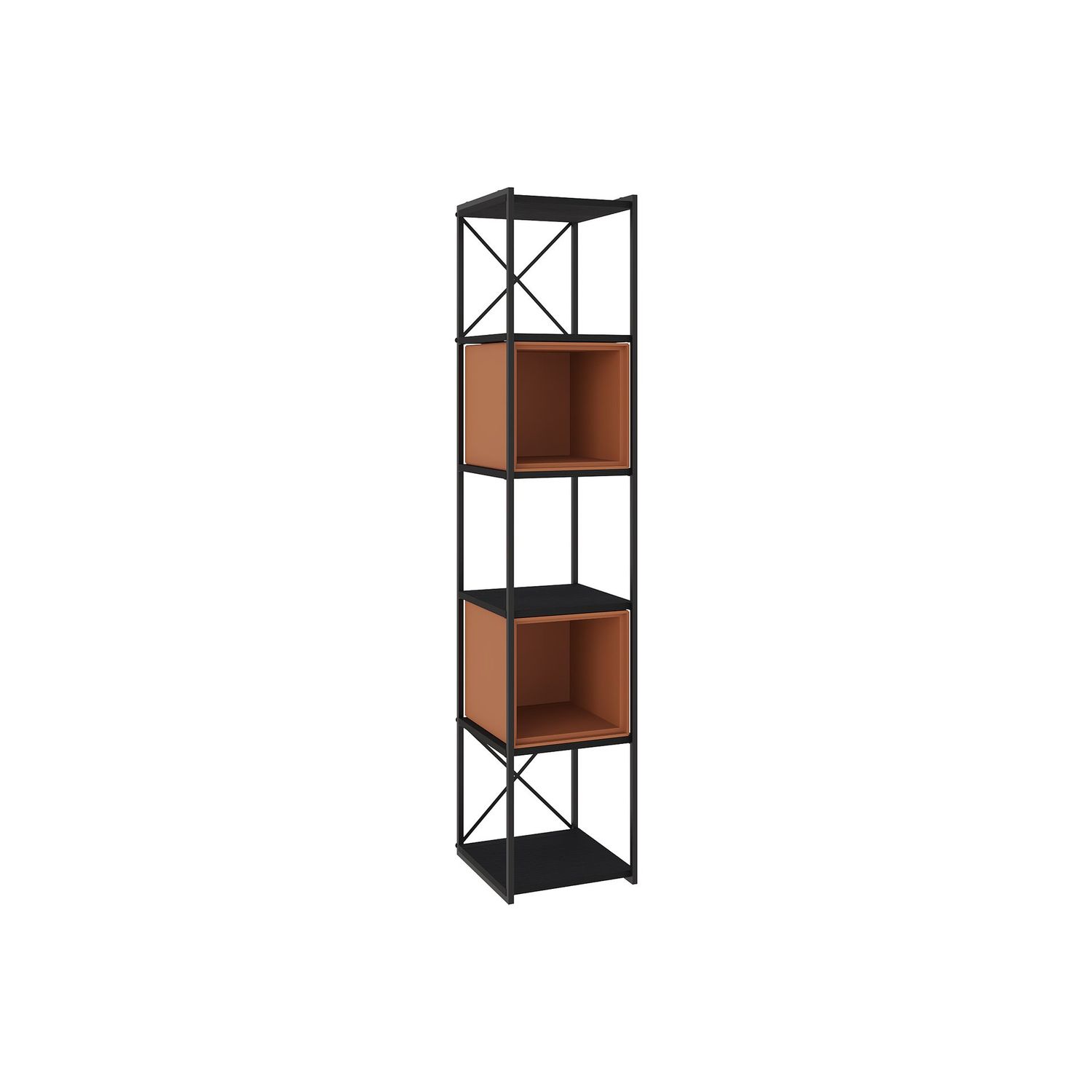 Estantería ANYA 36 cm – Negro con Cubo Terracota, Estilo Industrial