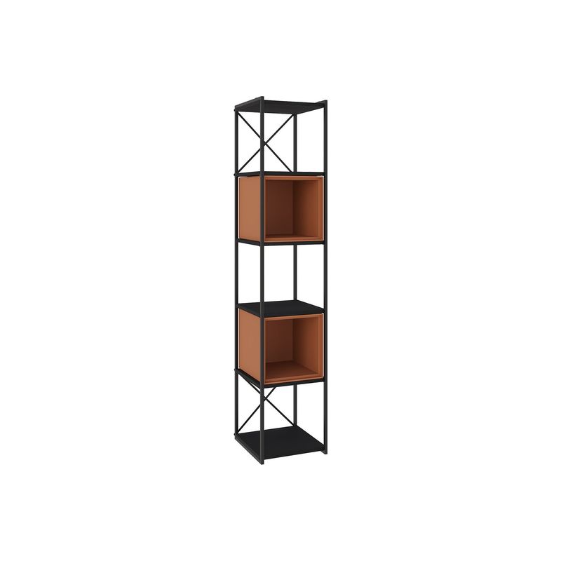 Estantería ANYA 36 cm – Negro con Cubo Terracota, Estilo Industrial